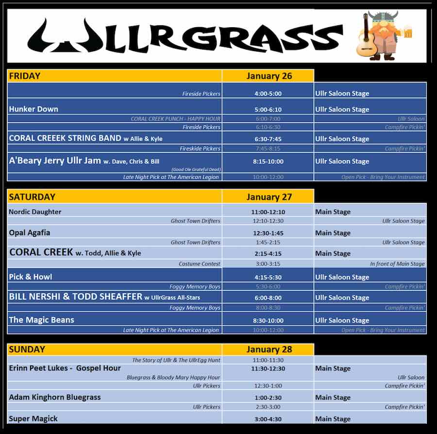 2024 UllrGrass Festival Music Schedule 2024 UllrGrass Festival Music Schedule