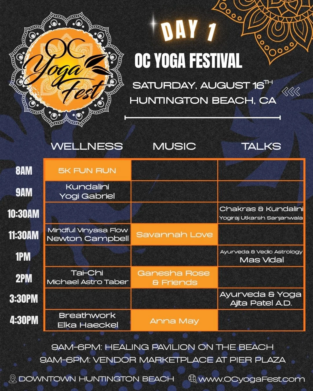 oc yoga fest 2025 - day 1 schedule