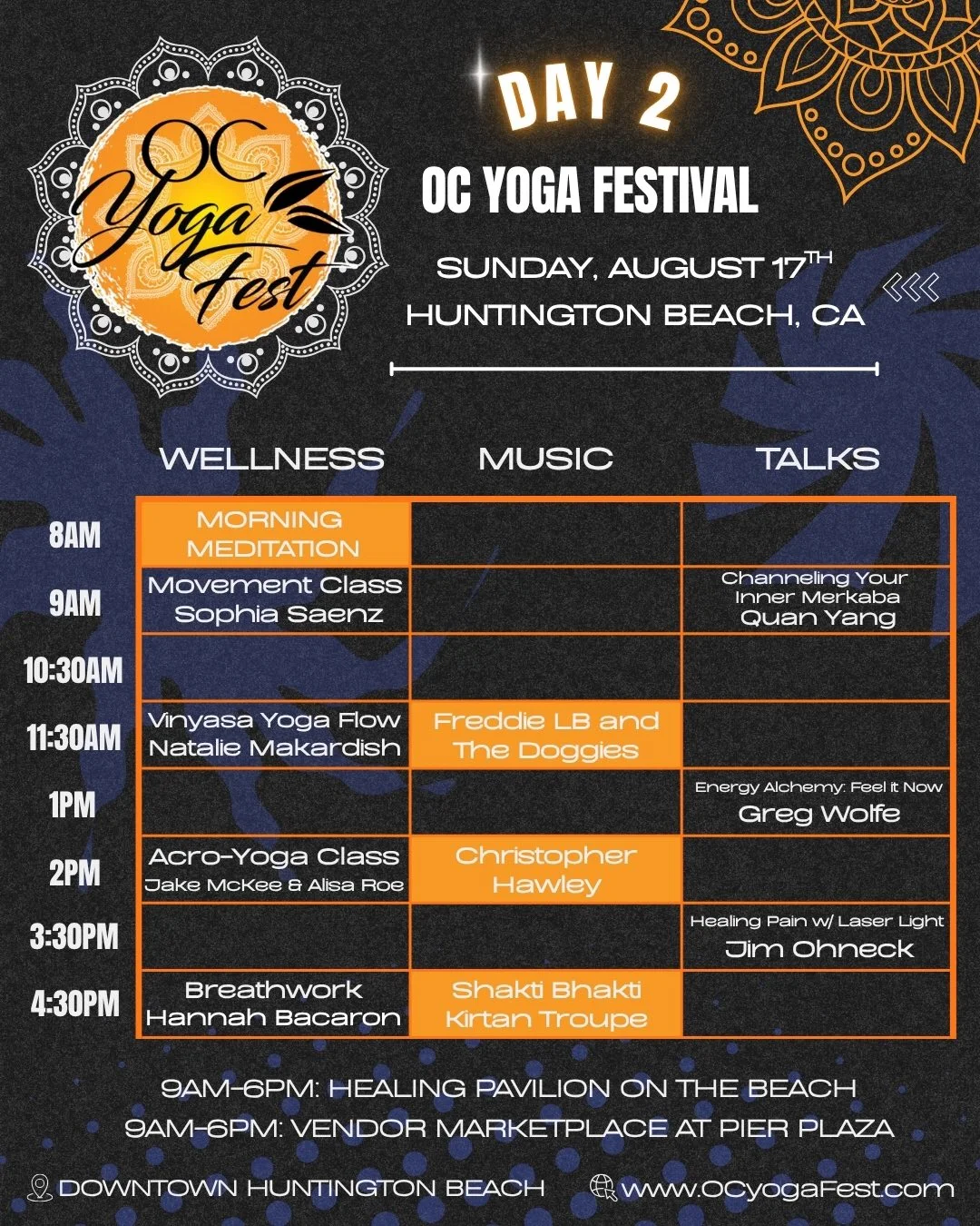 oc yoga fest 2025 - day 2 schedule