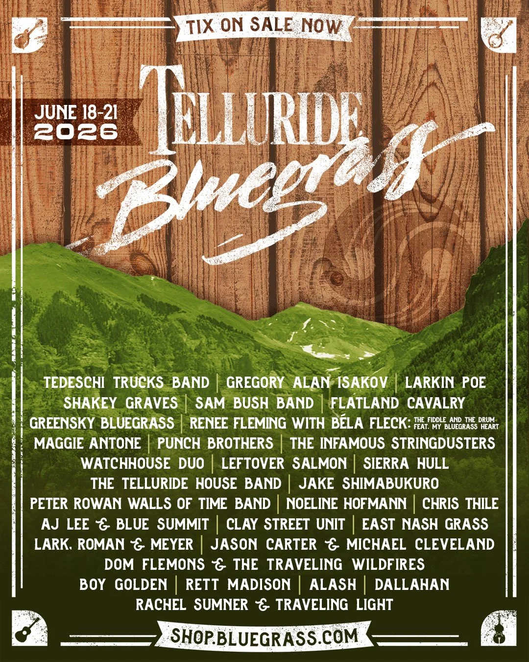 telluride-bluegrass-festival-2026-lineup-poster Telluride Bluegrass Festival 2026 lineup poster