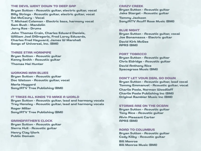 BryanSutton_FromRootsToBranchesVol1_Booklet_credits Bryan Sutton "From Roots To Branches Vol. 1" album credits